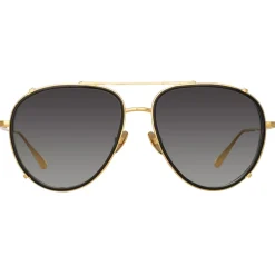 Linda Farrow - Dimitri Aviator Sunglasses in Yellow Gold - LFL1362C2SUN - Linda Farrow Eyewear - Avvenice