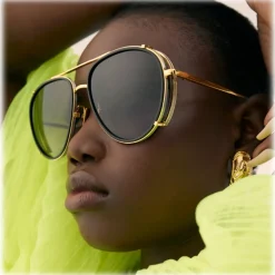 Linda Farrow - Dimitri Aviator Sunglasses in Yellow Gold - LFL1362C2SUN - Linda Farrow Eyewear - Avvenice