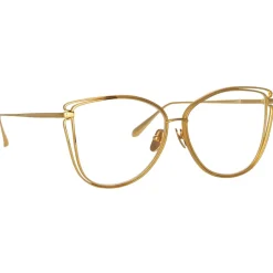 Linda Farrow - Dinah Cat Eye Optical Frame in Yellow Gold - LFL1422C5OPT - Linda Farrow Eyewear - Avvenice