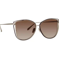 Linda Farrow - Dinah Cat Eye Sunglasses in Light Gold - LFL1422C2SUN - Linda Farrow Eyewear - Avvenice
