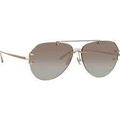 Linda Farrow - Duit Aviator Sunglasses in Light Gold - LFL1266C3SUN - Linda Farrow Eyewear - Avvenice