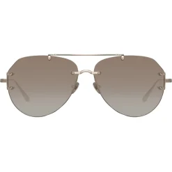 Linda Farrow - Duit Aviator Sunglasses in Light Gold - LFL1266C3SUN - Linda Farrow Eyewear - Avvenice
