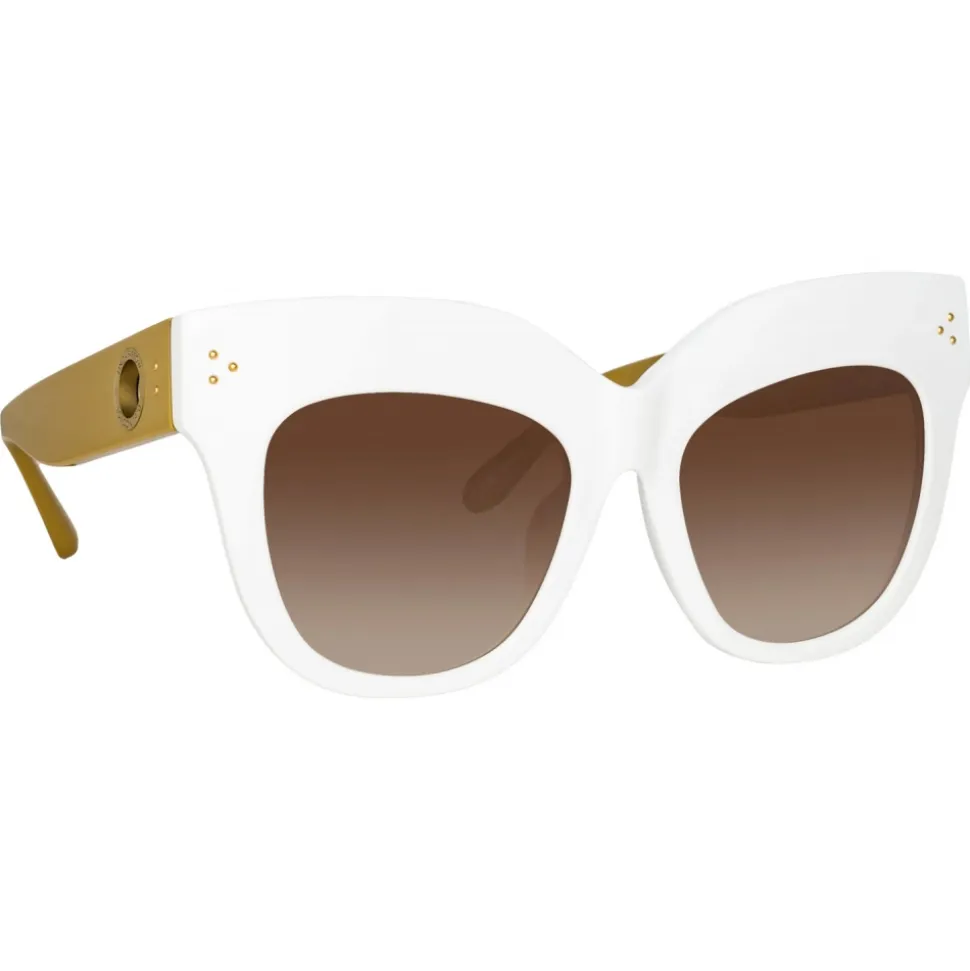 Linda Farrow - Dunaway Oversized Sunglasses in White - LFL1049C17SUN - Linda Farrow Eyewear - Avvenice