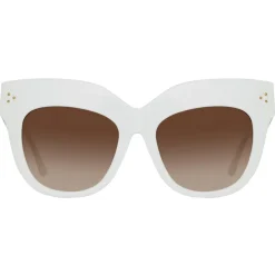 Linda Farrow - Dunaway Oversized Sunglasses in White - LFL1049C17SUN - Linda Farrow Eyewear - Avvenice