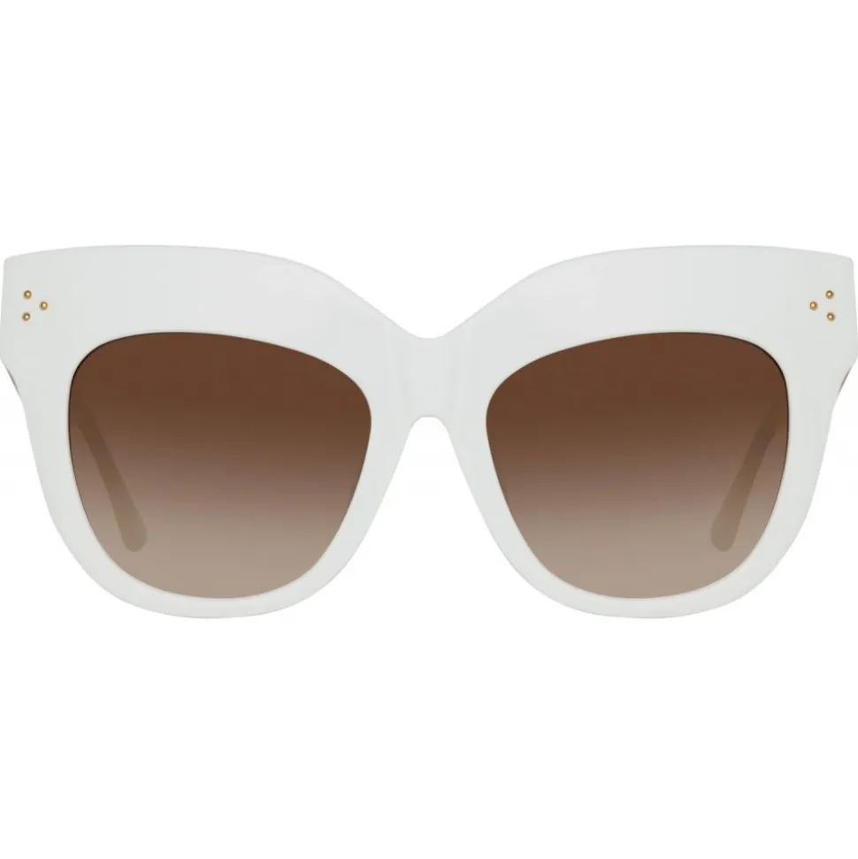 Linda Farrow - Dunaway Oversized Sunglasses in White - LFL1049C17SUN - Linda Farrow Eyewear - Avvenice