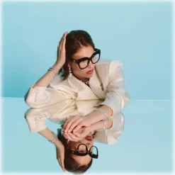 Linda Farrow - Dunaway Oversized Optical Glasses in Black - LFLC1049C14OPT - Linda Farrow Eyewear - Avvenice