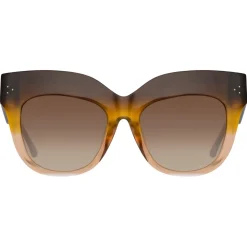 Linda Farrow - Dunaway Oversized Sunglasses in Brown - LFL1049C18SUN - Linda Farrow Eyewear - Avvenice