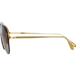 Linda Farrow - Edano Aviator Sunglasses in Yellow Gold - LFL1444C1SUN - Linda Farrow Eyewear - Avvenice