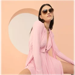 Linda Farrow - Edano Aviator Sunglasses in Yellow Gold - LFL1444C1SUN - Linda Farrow Eyewear - Avvenice