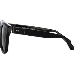 Linda Farrow - Edson D-Frame Sunglasses in Black and Nickel - LFL1385C6SUN - Linda Farrow Eyewear - Avvenice