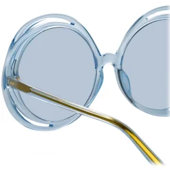 Linda Farrow - Ellen Round Sunglasses in Blue - LFL1172C6SUN - Linda Farrow Eyewear - Avvenice