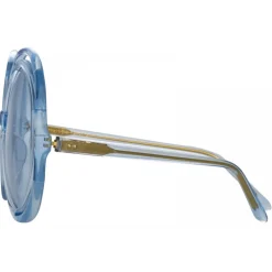 Linda Farrow - Ellen Round Sunglasses in Blue - LFL1172C6SUN - Linda Farrow Eyewear - Avvenice