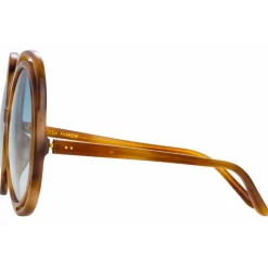 Linda Farrow - Ellen Round Sunglasses in Brown - LFL1172C3SUN - Linda Farrow Eyewear - Avvenice