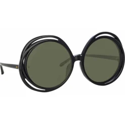 Linda Farrow - Ellen Round Sunglasses in Black - LFL1172C1SUN - Linda Farrow Eyewear - Avvenice