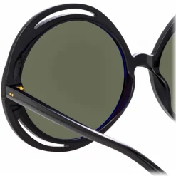 Linda Farrow - Ellen Round Sunglasses in Black - LFL1172C1SUN - Linda Farrow Eyewear - Avvenice