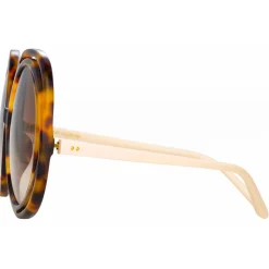 Linda Farrow - Ellen Round Sunglasses in Tortoiseshell - LFL1172C2SUN - Linda Farrow Eyewear - Avvenice