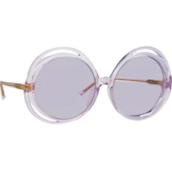 Linda Farrow - Ellen Round Sunglasses in Lilac - LFL1172C7SUN - Linda Farrow Eyewear - Avvenice