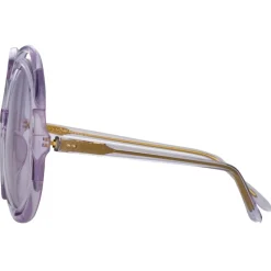 Linda Farrow - Ellen Round Sunglasses in Lilac - LFL1172C7SUN - Linda Farrow Eyewear - Avvenice