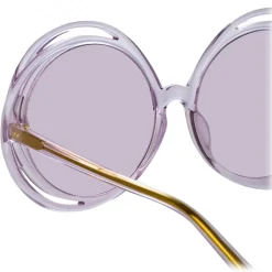 Linda Farrow - Ellen Round Sunglasses in Lilac - LFL1172C7SUN - Linda Farrow Eyewear - Avvenice