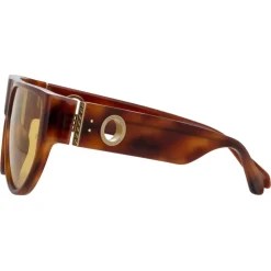 Linda Farrow - Elodie Flat Top Sunglasses in Horn - LFL1302C3SUN - Linda Farrow Eyewear - Avvenice