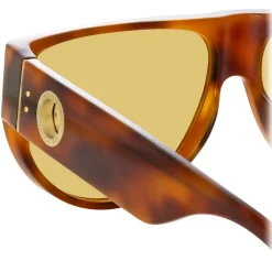 Linda Farrow - Elodie Flat Top Sunglasses in Horn - LFL1302C3SUN - Linda Farrow Eyewear - Avvenice