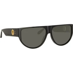 Linda Farrow - Elodie Flat Top Sunglasses in Black - LFL1302C1SUN - Linda Farrow Eyewear - Avvenice