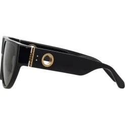 Linda Farrow - Elodie Flat Top Sunglasses in Black - LFL1302C1SUN - Linda Farrow Eyewear - Avvenice