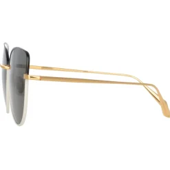 Linda Farrow - Eloise Cat Eye Sunglasses in Black Yellow Gold - LFL1336C6OPT - Linda Farrow Eyewear - Avvenice