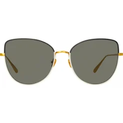 Linda Farrow - Eloise Cat Eye Sunglasses in Black Yellow Gold - LFL1336C6OPT - Linda Farrow Eyewear - Avvenice