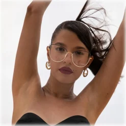 Linda Farrow - Eloise Cat Eye Optical Glasses in Black Yellow Gold - LFL1336C5OPT - Linda Farrow Eyewear - Avvenice