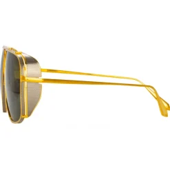 Linda Farrow - Enzo Aviator Sunglasses in Yellow Gold - LFL1393C1SUN - Linda Farrow Eyewear - Avvenice