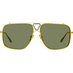 Linda Farrow - Enzo Aviator Sunglasses in Yellow Gold - LFL1393C1SUN - Linda Farrow Eyewear - Avvenice