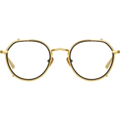 Linda Farrow - Falcon Angular Optical Glasses in Yellow Gold - LFL1387C1OPT - Linda Farrow Eyewear - Avvenice