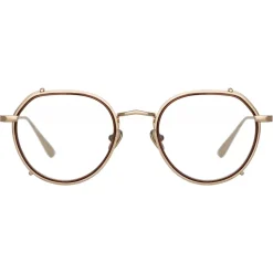 Linda Farrow - Falcon Angular Optical Glasses in Light Gold - LFL1387C2OPT - Linda Farrow Eyewear - Avvenice