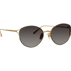 Linda Farrow - Fielder Cat Eye Sunglasses in Yellow Gold - LFL1455C2SUN - Linda Farrow Eyewear - Avvenice
