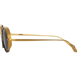 Linda Farrow - Finn Oval Sunglasses in Yellow Gold - Linda Farrow Eyewear - Avvenice