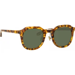 Linda Farrow - Fletcher Angular Sunglasses in Tobacco Tortoiseshell Green - LFL1103C9SUN - Linda Farrow Eyewear - Avvenice