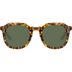 Linda Farrow - Fletcher Angular Sunglasses in Tobacco Tortoiseshell Green - LFL1103C9SUN - Linda Farrow Eyewear - Avvenice