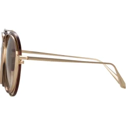 Linda Farrow - Francisco Aviator Sunglasses in Light Gold - LFL1410C3SUN - Linda Farrow Eyewear - Avvenice