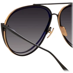 Linda Farrow - Francisco Aviator Sunglasses in Nickel - LFL1410C1SUN - Linda Farrow Eyewear - Avvenice