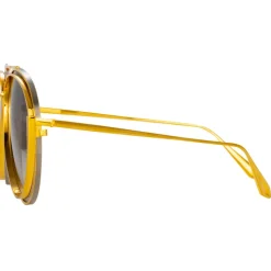 Linda Farrow - Francisco Aviator Sunglasses in Yellow Gold - LFL1410C2SUN - Linda Farrow Eyewear - Avvenice