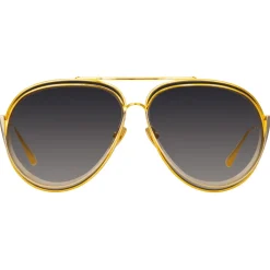 Linda Farrow - Francisco Aviator Sunglasses in Yellow Gold - LFL1410C2SUN - Linda Farrow Eyewear - Avvenice