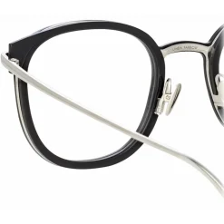 Linda Farrow - Fraser Square Optical Glasses in Black White Gold - LFL1184C2OPT - Linda Farrow Eyewear - Avvenice