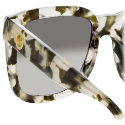 Linda Farrow - Freya D-Frame Sunglasses in Black Grey Tortoiseshell - LFL1175C6SUN - Linda Farrow Eyewear - Avvenice