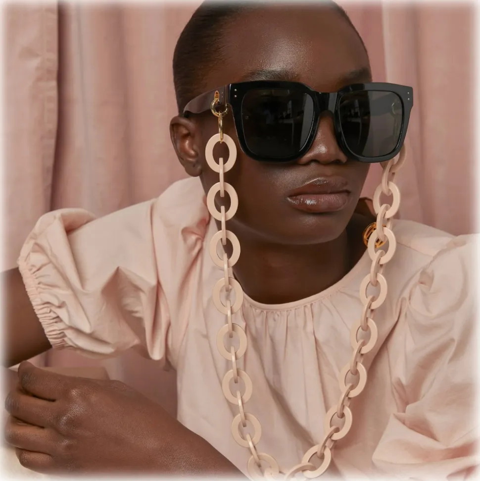 Linda Farrow - Freya Square Sunglasses in Cream Black - LFL1175C3SUN - Linda Farrow Eyewear - Avvenice