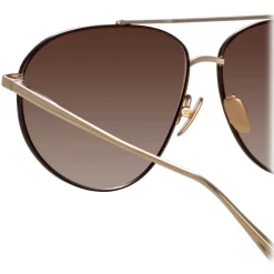 Linda Farrow - Gabriel Oversized Sunglasses in Light Gold - LFL1391C2SUN - Linda Farrow Eyewear - Avvenice