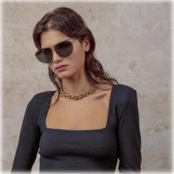 Linda Farrow - Gabriel Oversized Sunglasses in Yellow Gold - LFL1391C1SUN - Linda Farrow Eyewear - Avvenice
