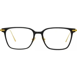 Linda Farrow - Gehry A Rectangular Optical Glasses in Black Yellow Gold - LF37AC1OPT - Linda Farrow Eyewear - Avvenice