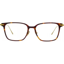 Linda Farrow - Gehry Rectangular Optical Glasses in Tortoiseshell  Yellow Gold - LF37C2OPT - Linda Farrow Eyewear - Avvenice