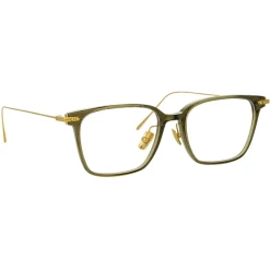 Linda Farrow - Gehry Rectangular Optical Glasses in Light Gold Green - LF37AC2OPT - Linda Farrow Eyewear - Avvenice